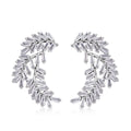 Simulated Diamond Leaf Earrings in Silvertone - Sticky add to cart bar