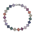 Simulated Multi Color Diamond Floral Bracelet in Silvertone (7.50 In) 10.00 ctw - Sticky add to cart bar