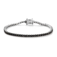 Premium Black Diamond Tennis Bracelet in Platinum Over Sterling Silver (7.25 In) 5.00 ctw