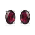 Lotus Garnet Solitaire Stud Earrings in Sterling Silver 1.00 ctw - Sticky add to cart bar