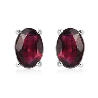 Lotus Garnet Solitaire Stud Earrings in Sterling Silver 1.00 ctw