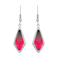 Fusion Multi Color Glass and Simulated Diamond Kite Earrings in Silvertone