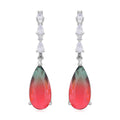 Fusion Multi Color Glass and Simulated Diamond Dangle Earrings in Silvertone - Sticky add to cart bar