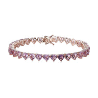 Rose De France Amethyst Heart Tennis Bracelet in Vermeil Rose Gold Over Sterling Silver (8.00 In) 23.50 ctw
