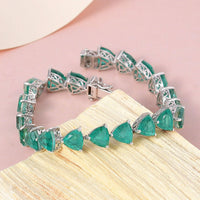 Emeraldine Quartz (Triplet) Bracelet in Platinum Over Sterling Silver (8.00 In) 14.90 Grams (Delivery in 7-10 Business Days) 46.20 ctw