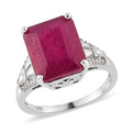 Premium Niassa Ruby (FF) and Moissanite Ring in Platinum Over Sterling Silver 9.90 ctw - Sticky add to cart bar