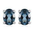 London Blue Topaz Stud Earrings in Platinum Over Sterling Silver 1.90 ctw - Sticky add to cart bar