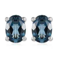 London Blue Topaz Stud Earrings in Platinum Over Sterling Silver 1.90 ctw