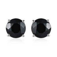 Thai Black Spinel 6.60 ctw Solitaire Stud Earrings in Sterling Silver