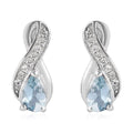 Premium Mangoro Aquamarine, White Zircon Earrings in Platinum Over Sterling Silver 0.40 ctw - Sticky add to cart bar