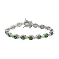 Natural Chrome Diopside and Natural White Zircon Link Bracelet in Platinum Over Sterling Silver (6.50 In) 11.85 Grams 7.75 ctw - Sticky add to cart bar