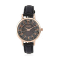 Strada Japanese Movement Watch in Rosetone with Black Faux Leather Strap (35.05mm) (6.25-8 In) - Sticky add to cart bar