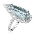 Montezuma Prasiolite, Natural White Zircon Pear Shape Halo Ring in Platinum Over Sterling Silver (Size 10.0) 8.25 ctw - Sticky add to cart bar