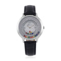 Genoa Simulated Multi Color Diamond Miyota Japanese Movement Watch with White Genuine Leather Strap (36mm) (6.0-8.0 Inches) 0.30 ctw - Sticky add to cart bar