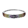 D'Joy Tanzanite and Multi Gemstone Bangle Bracelet in Platinum Over Sterling Silver (8 In)11.65 ctw - Sticky add to cart bar