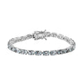 Premium Mangoro Aquamarine Tennis Bracelet in Platinum Over Sterling Silver (7.25 In) 12.00 ctw - Sticky add to cart bar