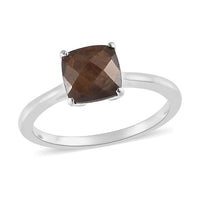 Natural Chocolate Sapphire Solitaire Ring in Sterling Silver 1.85 ctw