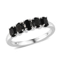 Natural Thai Black Spinel 5 Stone Ring in Sterling Silver (Size 10.0) 1.10 ctw - Sticky add to cart bar