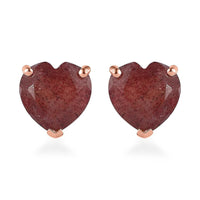 Tanzanian Natronite Heart Stud Earrings in Vermeil Rose Gold Over Sterling Silver 4.85 ctw
