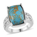 Mojave Blue Turquoise Solitaire Ring in Platinum Over Copper with Magnet 6.25 ctw - Sticky add to cart bar