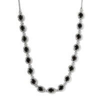 Elite Shungite and White Zircon Necklace 18-20 Inches in Platinum Over Sterling Silver 8.50 ctw