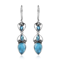 Sajen Silver Quartz Doublet Celestial Blue Earrings in Platinum Over Sterling Silver 6.50 ctw