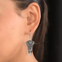 Sajen Silver Carved Hematite Elephant and Multi Gemstone Earrings in Platinum Over Sterling Silver 38.25 ctw