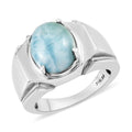 Larimar Men's Ring in Stainless Steel (Size 10.0) 5.75 ctw - Sticky add to cart bar