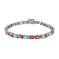 Multi Zircon Tennis Bracelet in Platinum Over Sterling Silver (6.50 In) 7.50 Grams 17.65 ctw - Sticky add to cart bar