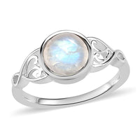 Kuisa Rainbow Moonstone Solitaire Ring in Sterling Silver (Size 10.0) 1.65 ctw