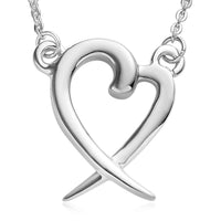 Platinum Over Sterling Silver Heart Necklace (18 Inches) (3.40 g)