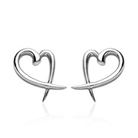 Platinum Over Sterling Silver Heart Earrings (2 g)