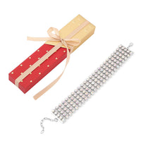 DOORBUSTER White Aurora Borealis Austrian Crystal Capet Bracelet in Silvertone (7.50 In)