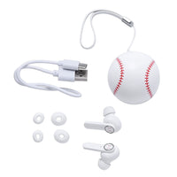 White and Red Bluetooth Wireless Ball Shape Earbuds with Charging Box (10x3.4 mm)
