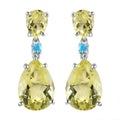 Ouro Verde Quartz and Malgache Neon Apatite Dangle Earrings in Platinum Over Sterling Silver 11.15 ctw - Sticky add to cart bar