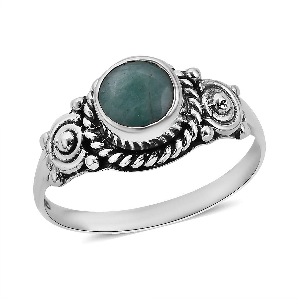 Bali Legacy Socoto Emerald Solitaire Ring in Sterling Silver 1.25 ctw