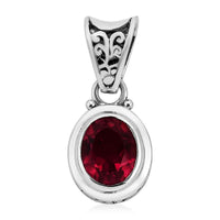 Bali Legacy Rubellite Quartz (Triplet) Solitaire Pendant in Sterling Silver 3.00 ctw