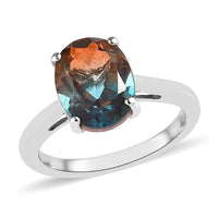 Aqua Terra Costa Quartz (Triplet) Solitaire Ring in Platinum Over Sterling Silver (Size 10.0) 2.25 ctw