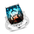 Aqua Terra Costa Quartz (Triplet) and White Topaz Ring in Platinum Over Sterling Silver 11.40 ctw - Sticky add to cart bar