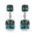 Aqua Terra Costa Quartz (Triplet) and White Zircon Dangling Earrings in Platinum Over Sterling Silver 12.60 ctw - Sticky add to cart bar