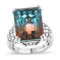 Aqua Terra Costa Quartz (Triplet) and Natural White Zircon Ring in Platinum Over Sterling Silver 14.65 ctw - Sticky add to cart bar