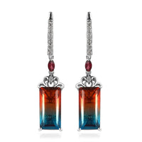 Aqua Terra Costa Quartz (Triplet) and Multi Gemstone Lever Back Earrings in Platinum Over Sterling Silver 14.50 ctw
