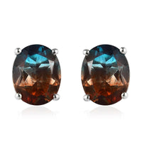 Aqua Terra Costa Quartz (Triplet) Solitaire Stud Earrings in Platinum Over Sterling Silver 4.50 ctw
