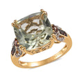 AAA Montezuma Prasiolite, Natural White and Brown Zircon Ring in Vermeil Yellow Gold Over Sterling Silver (Size 10.0) 7.35 ctw - Sticky add to cart bar