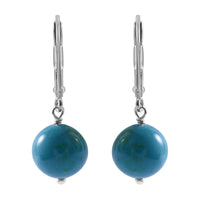 Chrysocolla Lever Back Earrings in Sterling Silver 10.00 ctw