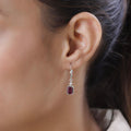 Tanzanian Wine Garnet and White Topaz Dangle Earrings in Platinum Over Sterling Silver 2.65 ctw - Sticky add to cart bar