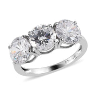 Brazilian Petalite 3 Stone Ring in Platinum Over Sterling Silver 4.10 ctw