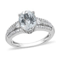Premium Espirito Santo Aquamarine and Natural White Zircon Ring in Platinum Over Sterling Silver 2.15 ctw - Sticky add to cart bar