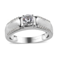 Premium Mangoro Aquamarine, White Zircon Men's Ring in Platinum Over Sterling Silver (Size 13.0) 1.10 ctw - Sticky add to cart bar