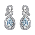 Premium Mangoro Aquamarine and White Zircon Dangle Earrings in Platinum Over Sterling Silver 1.30 ctw - Sticky add to cart bar